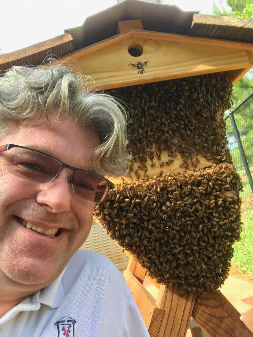 Joerg and bees. Credit: Joerg Mayer.
