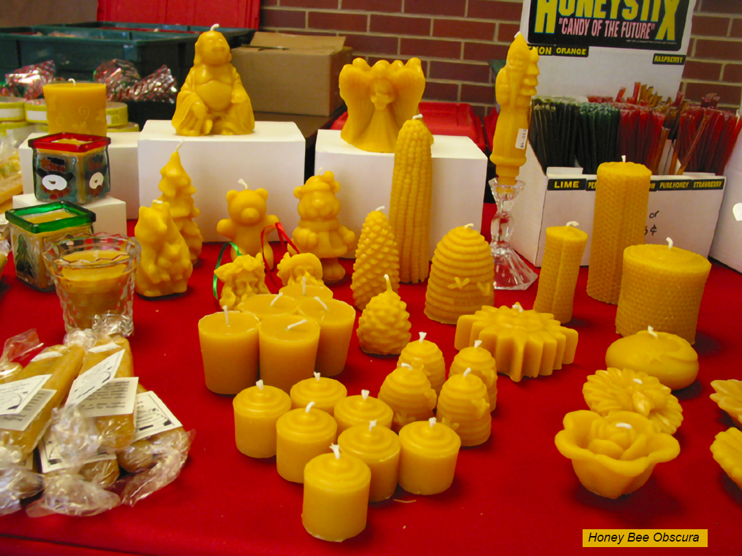 Figure 4. Beeswax candles from molds.