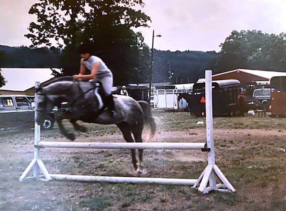Angel and I over a jump.